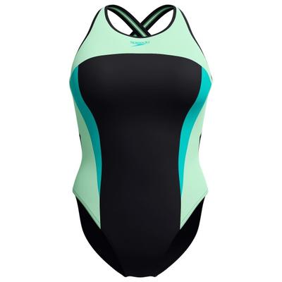 Speedo - Women's High Neck Splice Crossback Swimsuit - Badeanzug Gr 40 schwarz Image