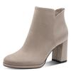 Stiefelette TAMARIS, Damen, Gr. 41, grau (taupe), Textil, unifarben, Veloursleder, elegant, Schuhe, Blockabsatz, Abendschuh, Festtagsschuh in veganer Verarbeitung
