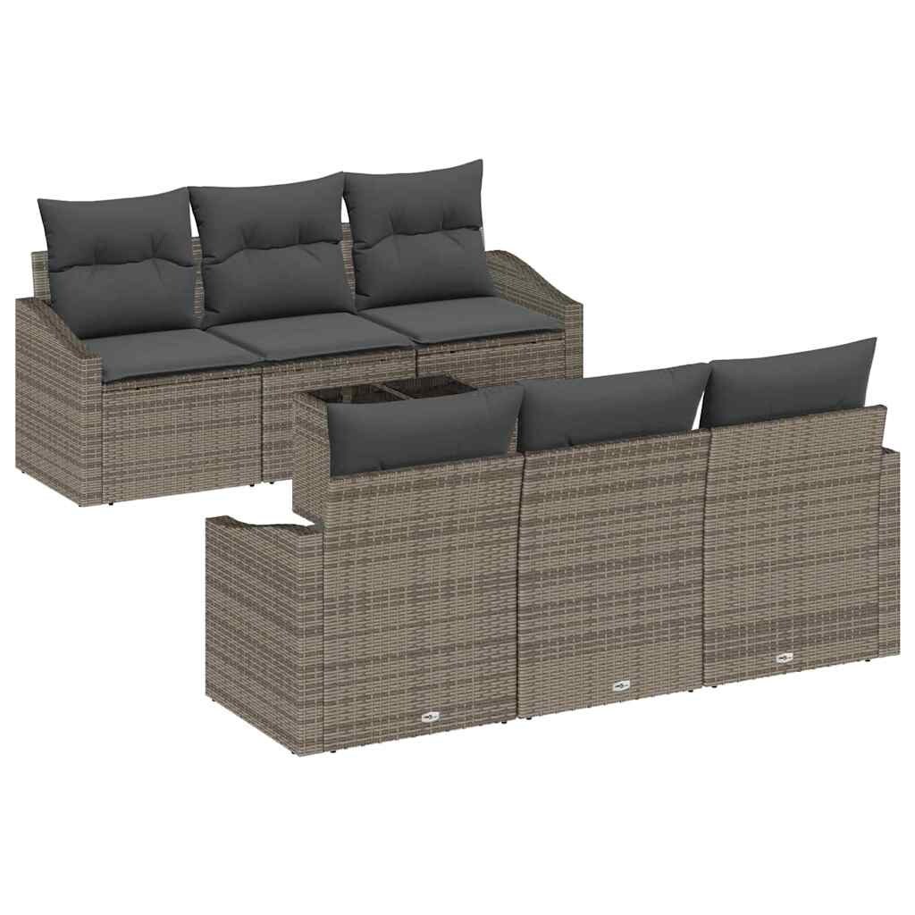 vidaXL Garten-Sofa-Set mit Kissen 7 pcs Grau 55 x 55 x 37 cm Image