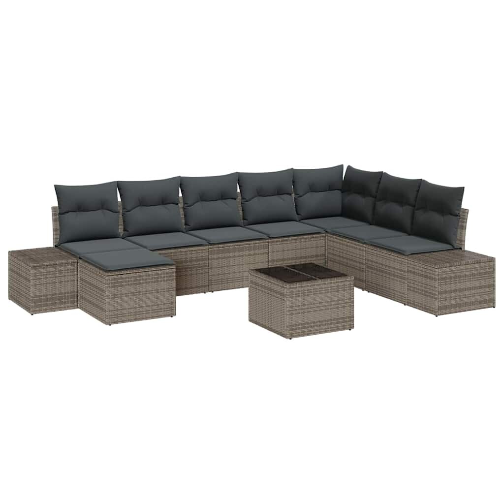 vidaXL Garten-Sofa-Set 9 pcs Grau 319 x 209 x 85 cm Poly Rattan Image