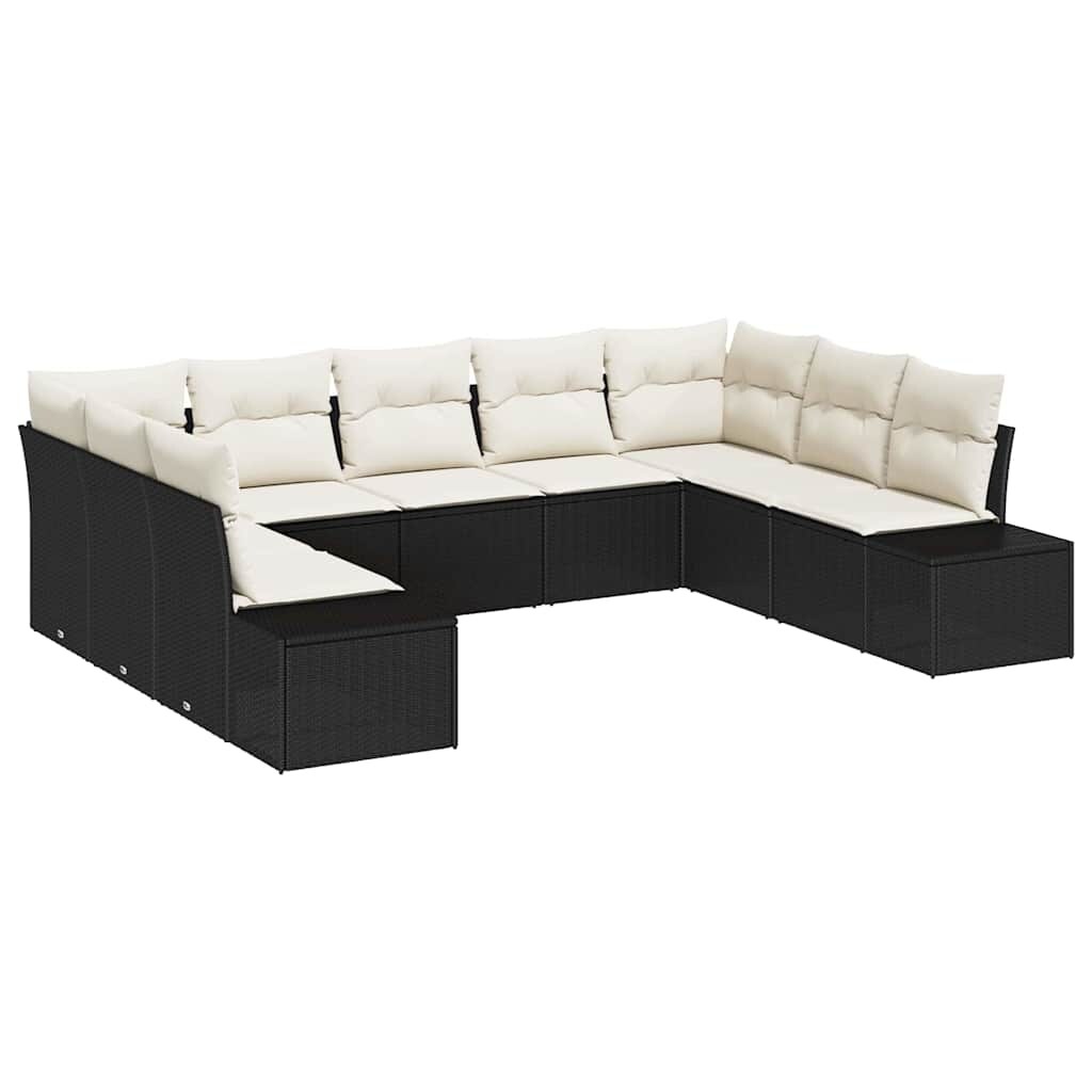 vidaXL Garten-Sofa-Set 9 pcs Schwarz und Creme 289 x 209 x 85 cm Image
