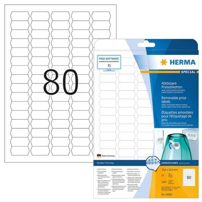 Herma Preis- und Datumsetiketten »Movables« wiederablösbar weiß 35,6 x 16,9 mm 2000 St Image