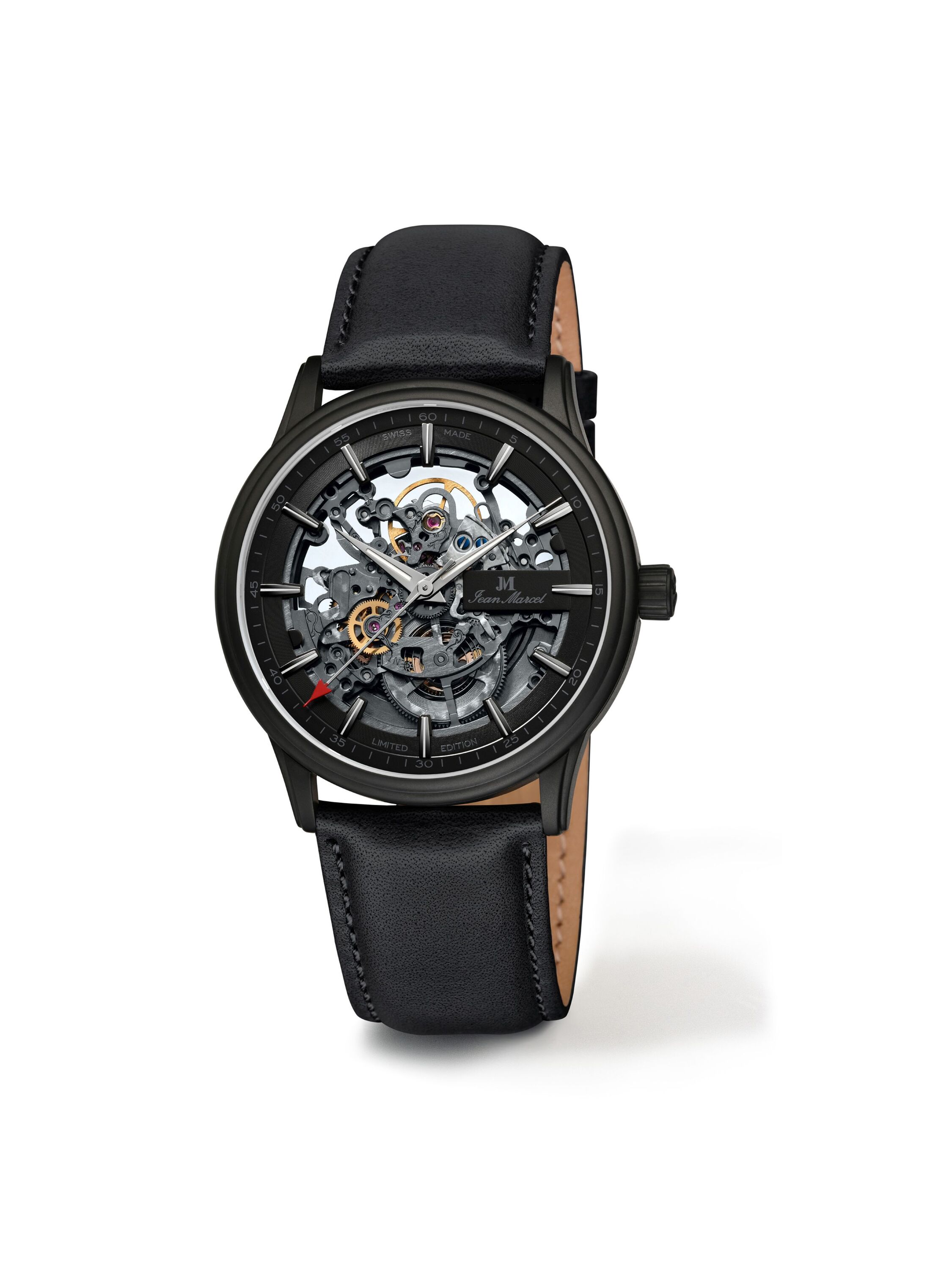 Jean Marcel Herren Armbanduhr Edelstahl geschwärzt Satiniert 24,5cm