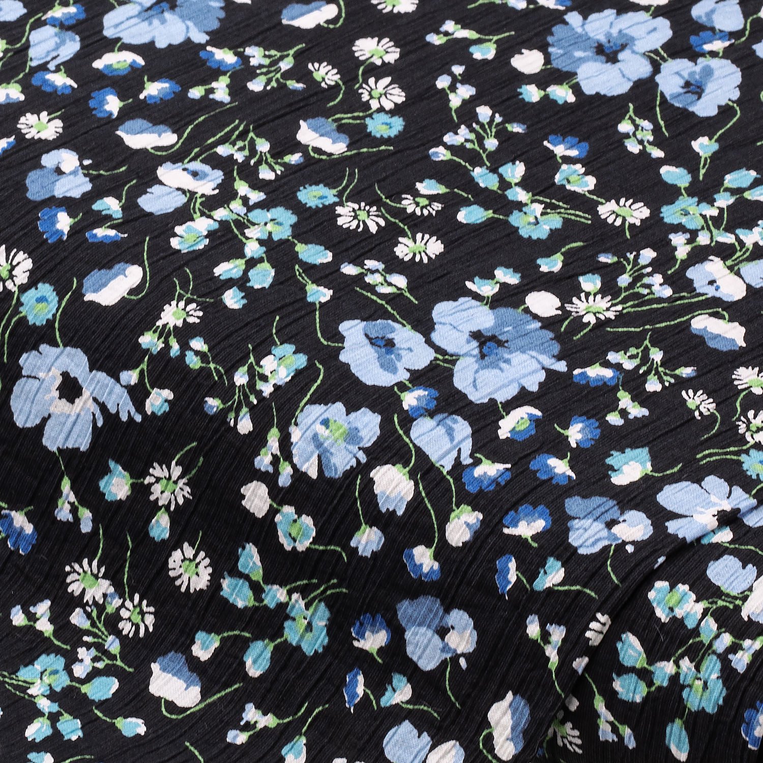 Blusenstoff/Crashstoff Blumen, blau-color