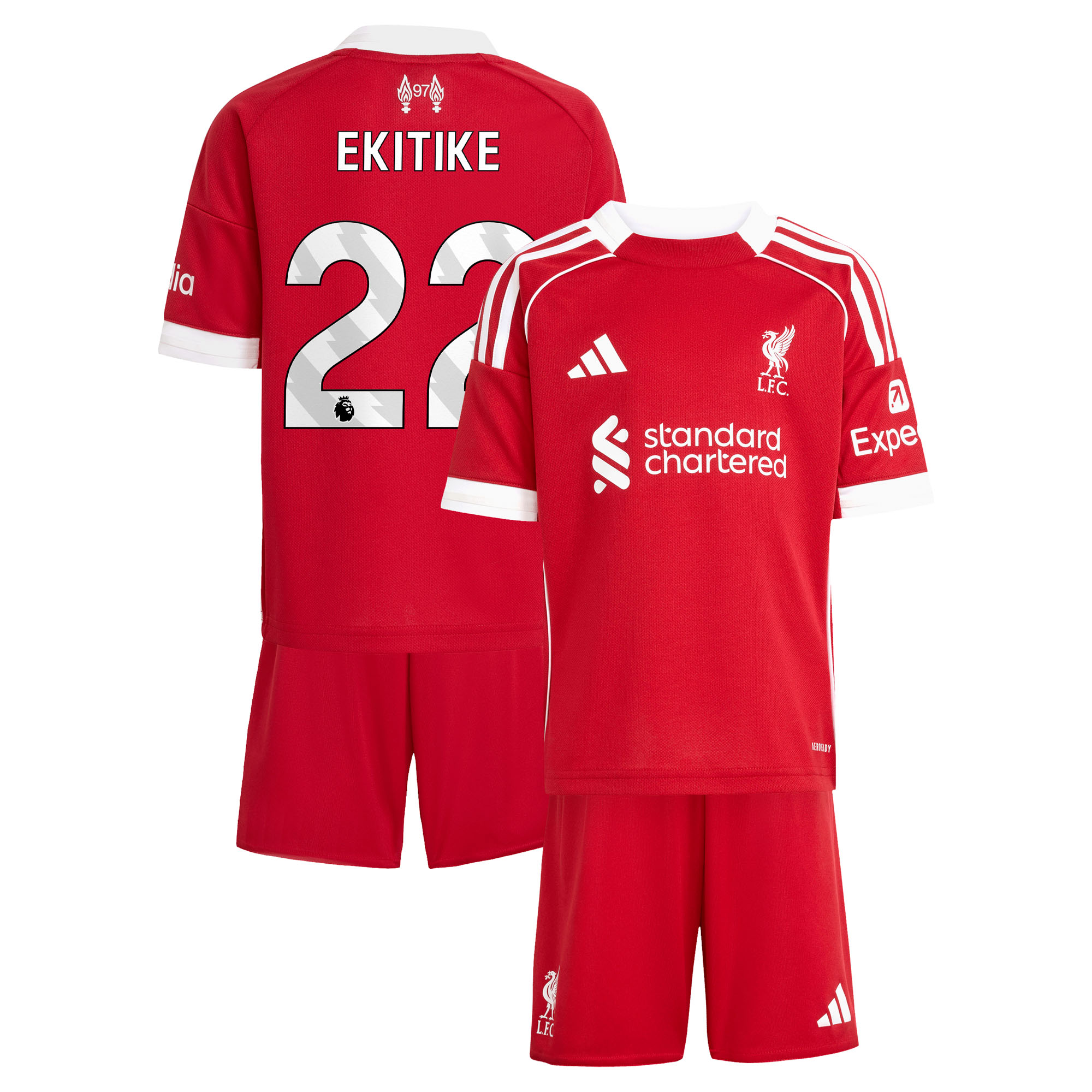 Liverpool adidas Mini-kit Domicile 25/26 avec flocage Ekitike 22 - unisexe Taille: 18-24 Months