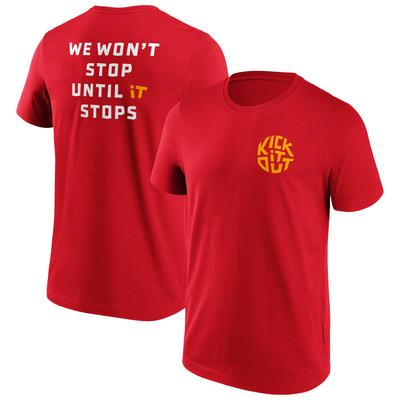 Kick It Out Slogan Graphic T-Shirt – Rot/Gold – Herren Image
