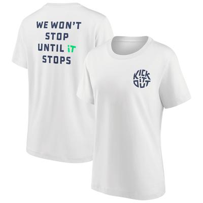 Kick It Out Slogan Graphic T-Shirt – Weiß/Navy – Damen Image