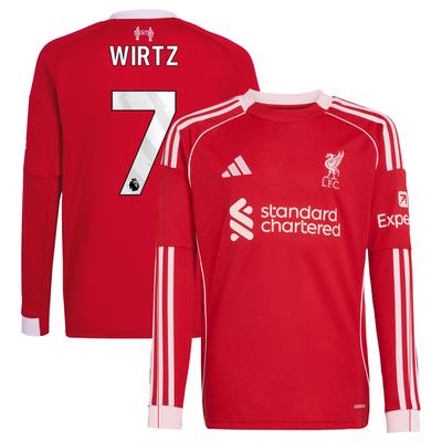 Liverpool adidas Heimtrikot 2025-26 - Kinder - Langarm mit Aufdruck Wirtz 7 Image