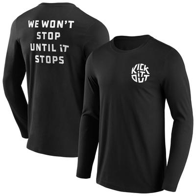 Kick It Out Slogan Graphic Langarm-T-Shirt – Schwarz/Weiß – Herren Image