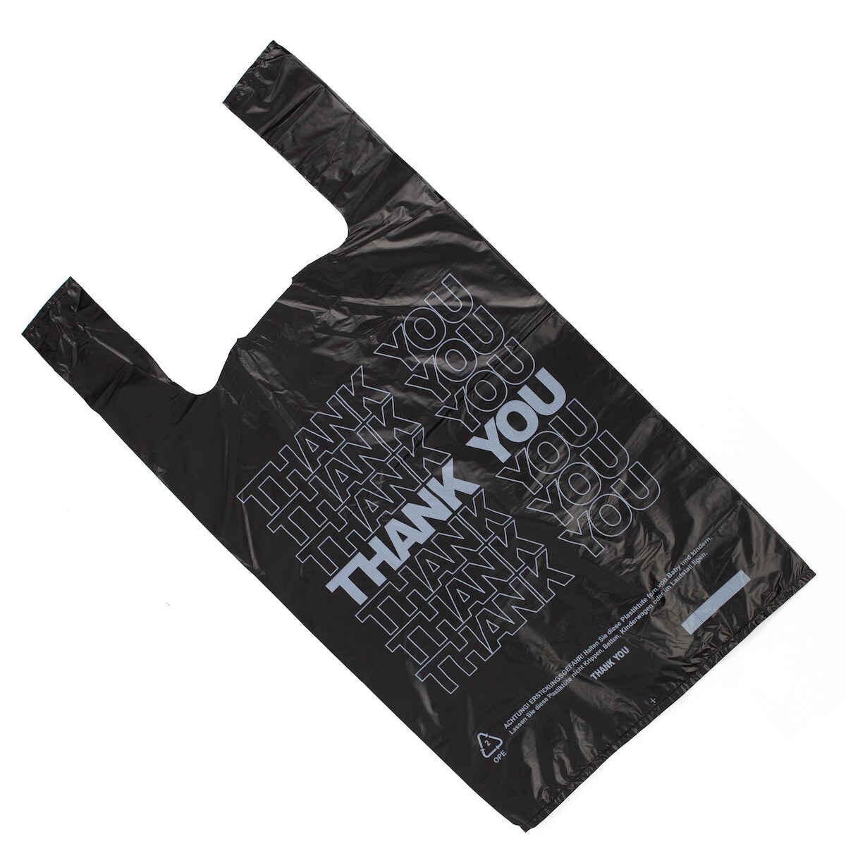 DayBays 100 Stk. Hemdchentragetaschen 30+15x55 cm HDPE Mit Druck Thank You geblockt Image