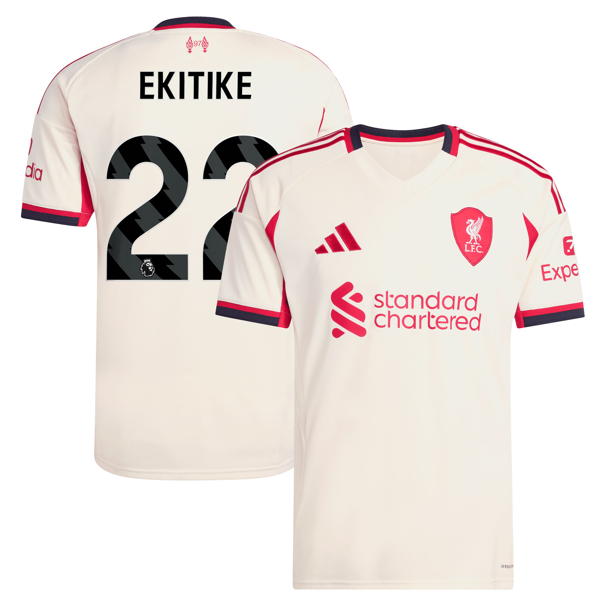 Liverpool adidas Auswärtstrikot 2025-26 mit Aufdruck Ekitike 22 Image