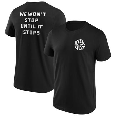 T-Shirt mit Grafik „Kick It Out"-Slogan – Schwarz/Weiß Image