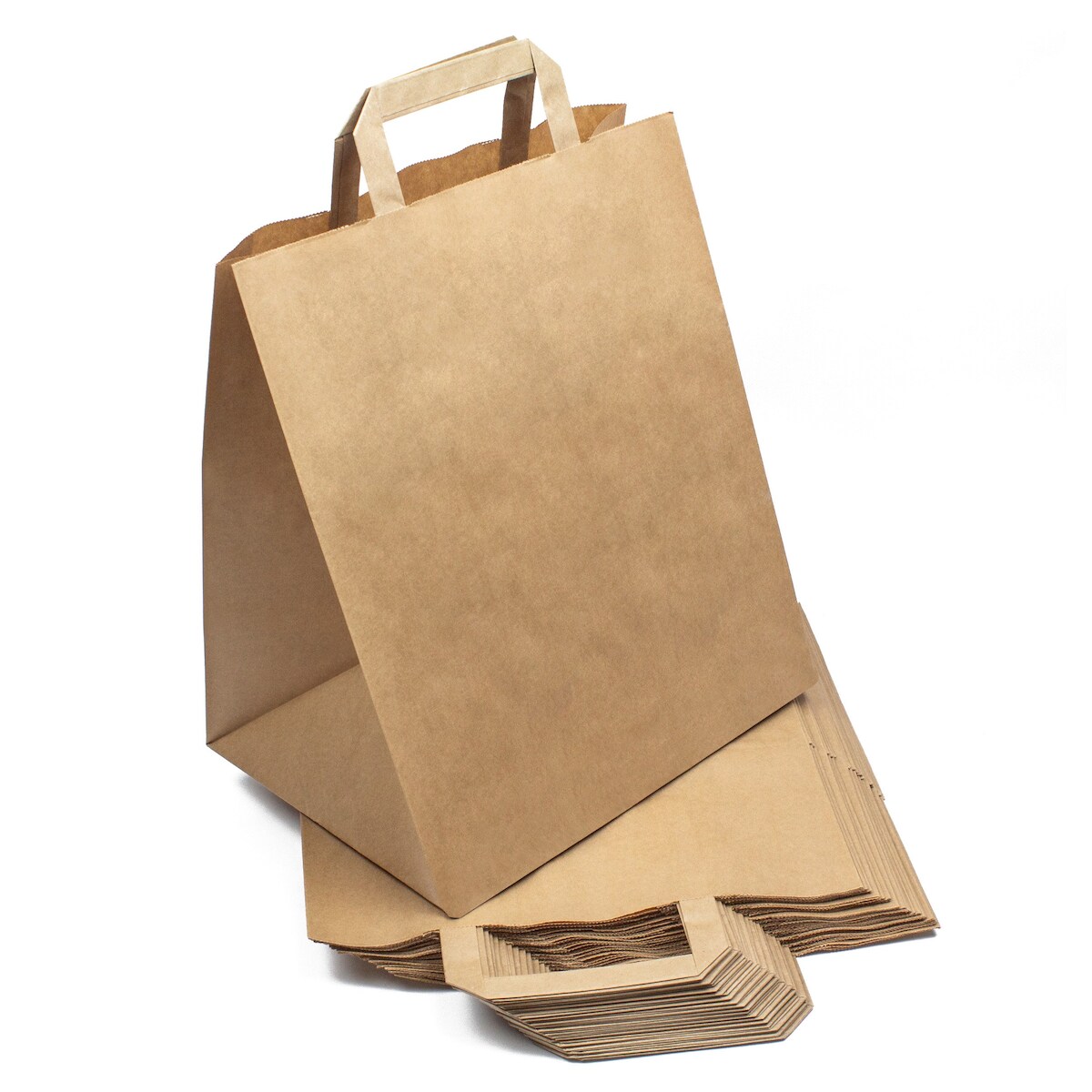 DayBays 100 Stk. Papiertüten 26+20x28 cm Braun mit Flachhenkel Image