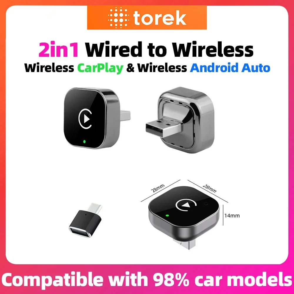 Kabelloser CarPlay-Dongle und kabelloser Android-Auto-Adapter 2-in-1 AI Smart Box für Autos mit werkseitig verkabeltem CarPlay Image