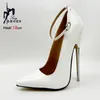 18 CM/7 ''Ultra hohe ferse Ankle Strap Sexy Ballett Schuhe Frauen Fetisch Weiß Spitzen SM Spiel Stilvolle stiletto Pumps Große Größe 46