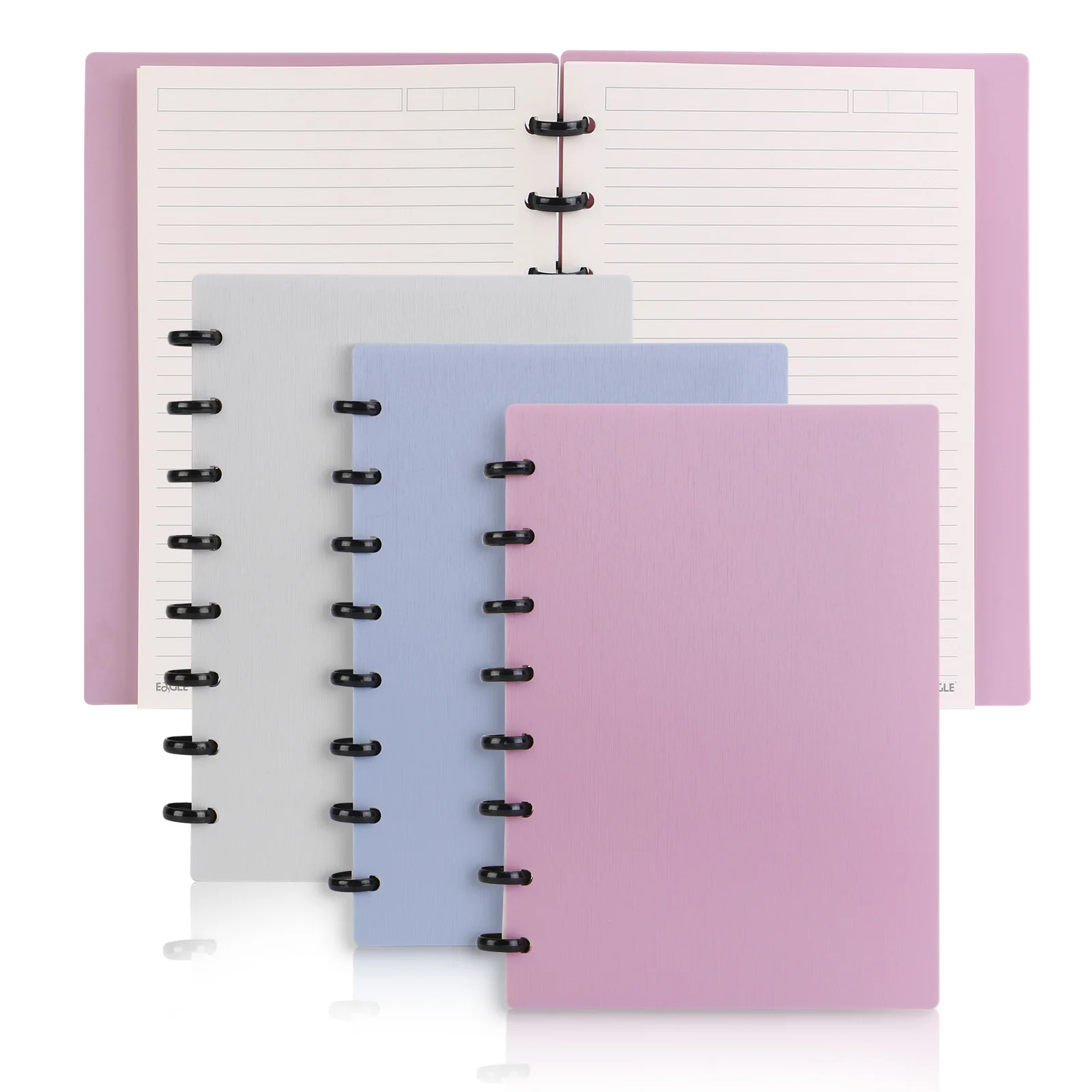 EAGLE Discbound-Notizbuch, anpassbares Notizbuch im A5-Format, Junior-Format, Poly-Einband, 60 Blatt linierte/gefütterte Seiten Image