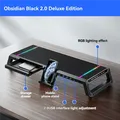 Supporto per monitor per PC a ricarica rapida USB 2.0 durevole con luce RGB e 4 porte USB - Ideale per riporre la tastiera del laptop, ricarica rapida USB 2.0