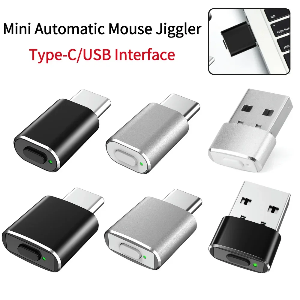 Automatischer Mini-Maus-Jiggler mit USB/Typ-C, nicht erkennbarer automatischer Mausschüttler, 3 Jiggle-Modi, Maus-Mover-Gerät für Laptop-Desktop Image