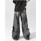 Jeans da donna con design a foro gamba larga nero grigio Jeans estivi New Street Pantaloni stile unisex Pantaloni larghi in denim dritti a vita alta