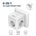 Extension de prise murale avec interrupteur, 3 prises, 2 Ports USB A et 1 Type C, prise Cube Portable, adaptateur de multiprise, chargeur en voyage