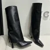 Damen Moderne Knie High Heels Stiefel Herbst Frühling Mode Slip Auf Weibliche Pumpen Schuhe Neue Schuhe 2025, Lange Frauen Western Stiefel