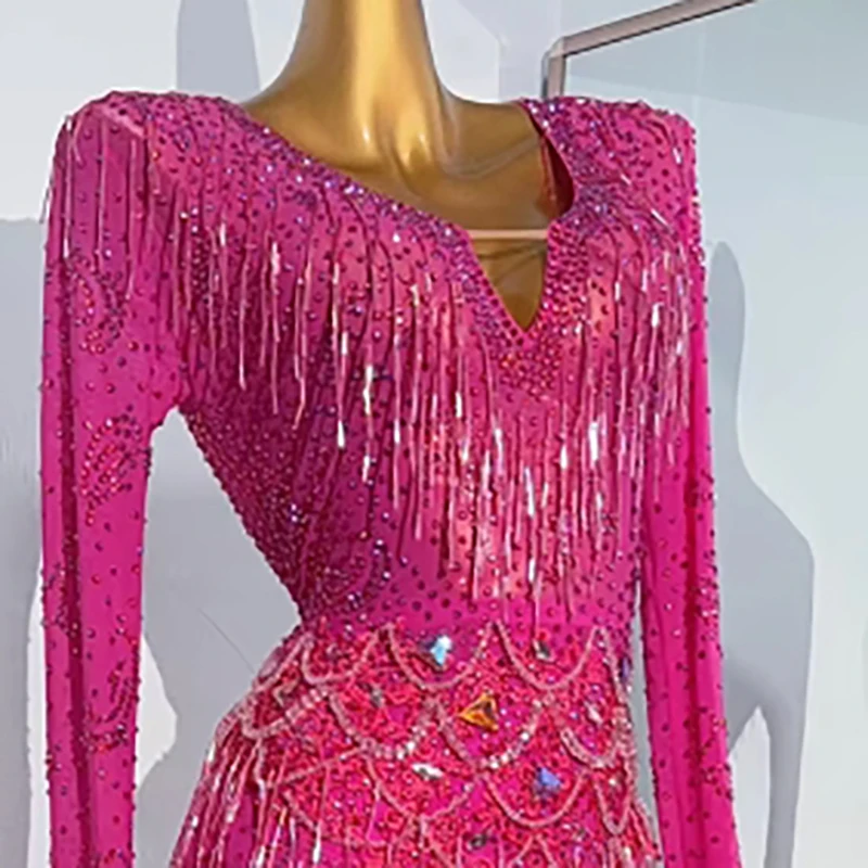 Latin Dance Professionelle Kleid High-end Angepasst Meerjungfrau Taille Design Tango Weibliche Erwachsene kinder Bühne Kostüm Image