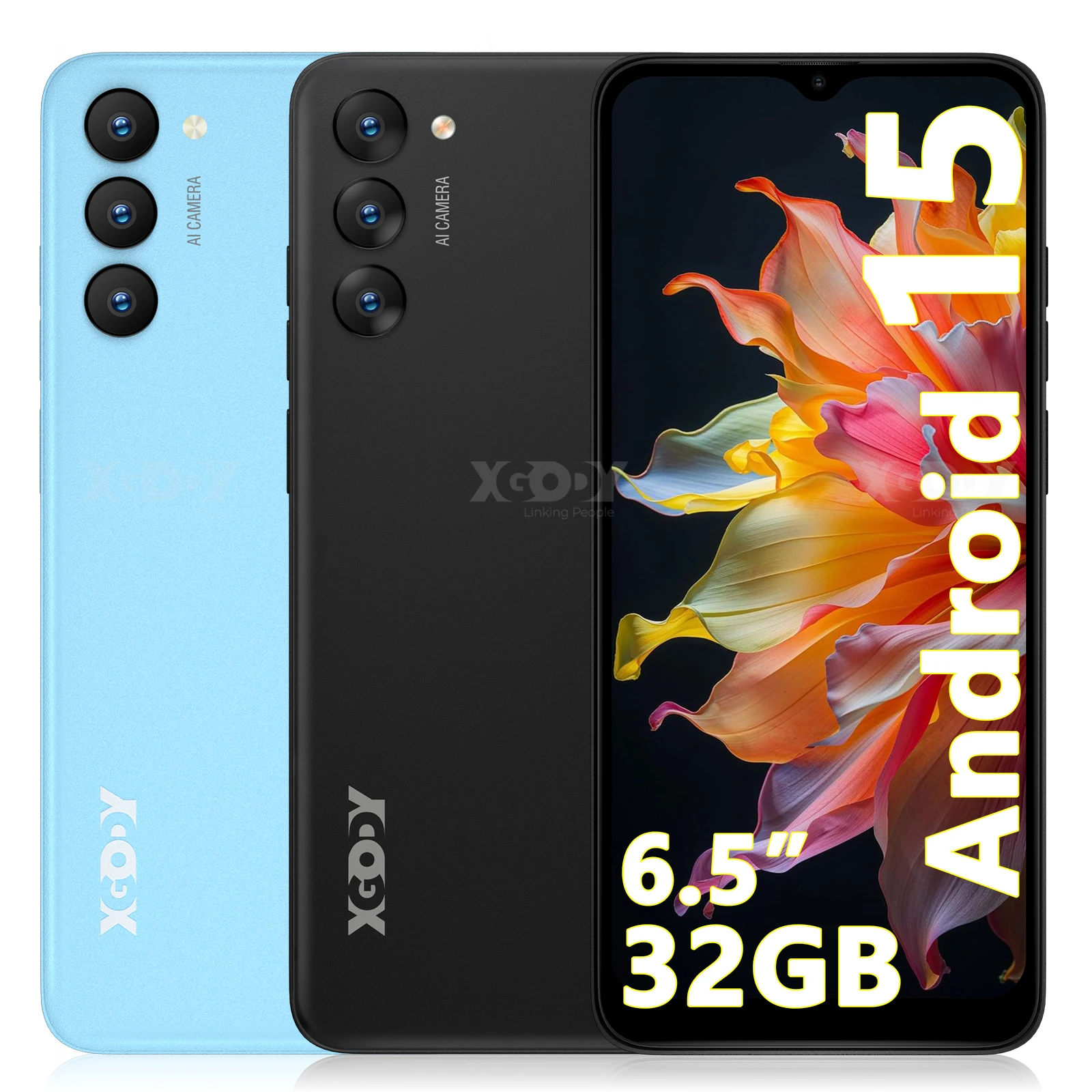 XGODY X36 Smartphone Android 15 Mobiltelefon 6,5 Zoll HD-Bildschirm 7 GB RAM 32 GB ROM Speicher 4G Dual SIM Octa Core 4200 mAh Akku Image