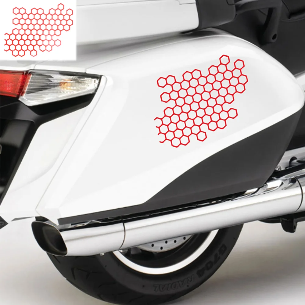 15,4 x 12,2 cm Waben-Autoaufkleber im offenen Stil, elektrisches Motorrad, coole modifizierte Rücklichter-Aufkleber, gitterförmige Autoaufkleber Image