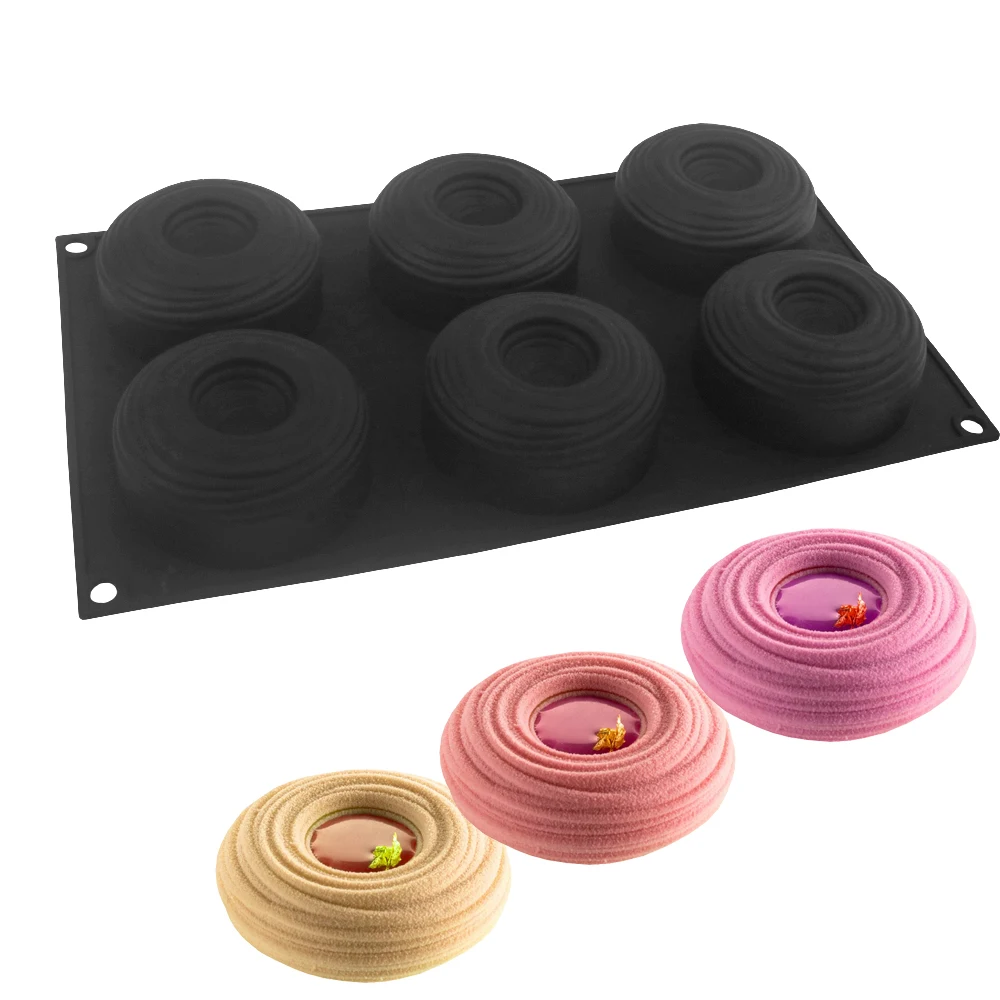 Top konkaves Vortex-Textur-Design, 6-Zellen-Silikon-Kuchenform, Mousse-Kuchenform, Küche, Gebäck, Zubehör, Party, Dessert, Backwerkzeuge Image