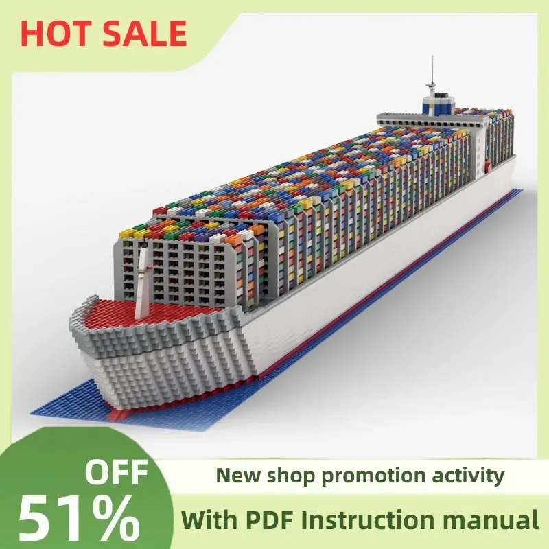 Neue Technologie Transport Serie Moc Container Schiff V2 Modell Montage Benutzerdefinierte Puzzle Diy Kreative Ideen Kinder Spielzeug Geschenke Image