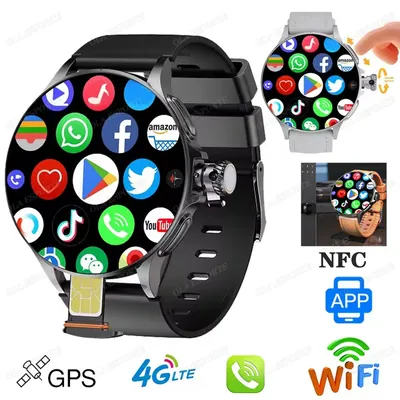 SIM-Karte NFC SmartWatch GPS Tracker 5G/WIFI BT Anruf 800W Kamera 1,95 Zoll Zahlung Herzfrequenz Fitness Sport 1000mAh Smartwatch Männer