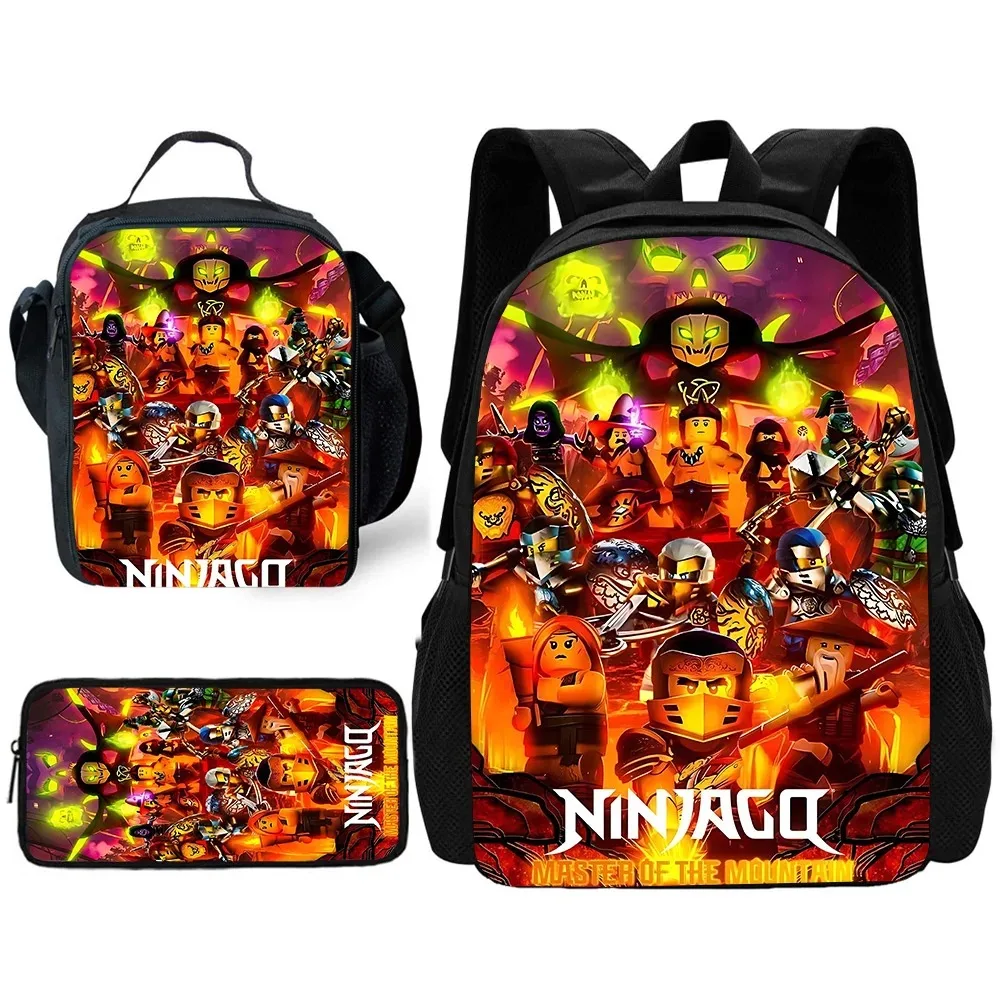 Dessin animé d'école pour enfants pour le jeu Ninjagos sac à dos avec sacs à déjeuner, sacs à crayons, sacs d'école pour garçons filles meilleur cadeau