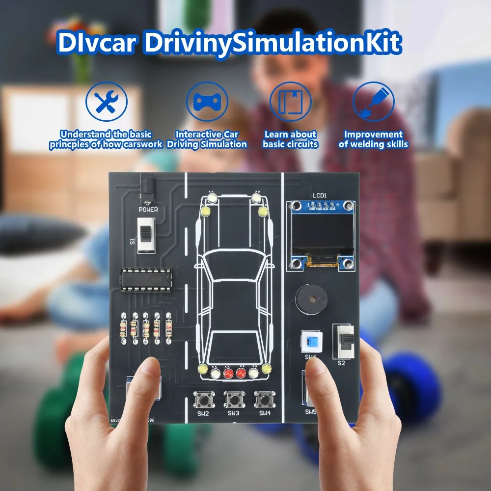 DC 5V DIY Car Driving Simulation Soldering Practice Kit Electronic Project Car Driver Simulator Solder Project for Student Learn