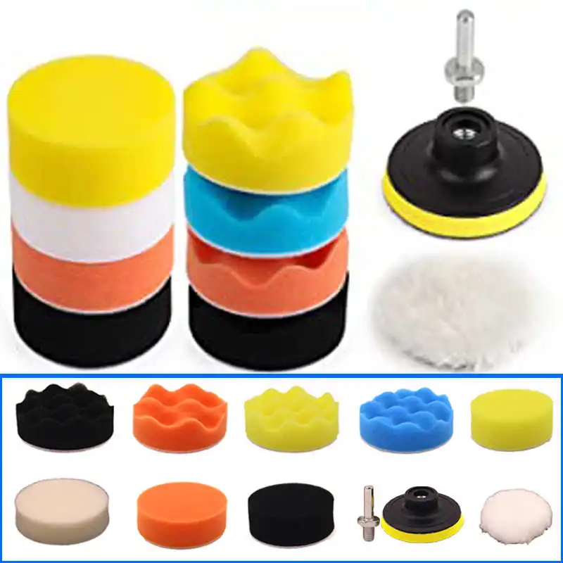 11pc Polishing Sponge Plate Set Imitation Plush Waxing Angle Grinding Cleaning Sponge Wheel Car Beauty Set Electric Drill