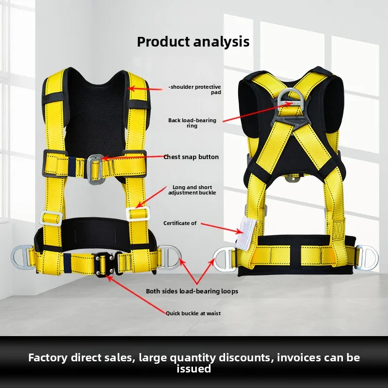 Cintura di sicurezza da lavoro ad alta quota per tutto il corpo e metà corpo, cintura di sicurezza con doppia schiena per elettricista, cintura di sicurezza a tre punti con buffer