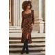 Sosandar Womens Leopard Print Tiered Hem Midi Dress - Brown - Size 14 UK | Sosandar Sale | Discount Designer Brands