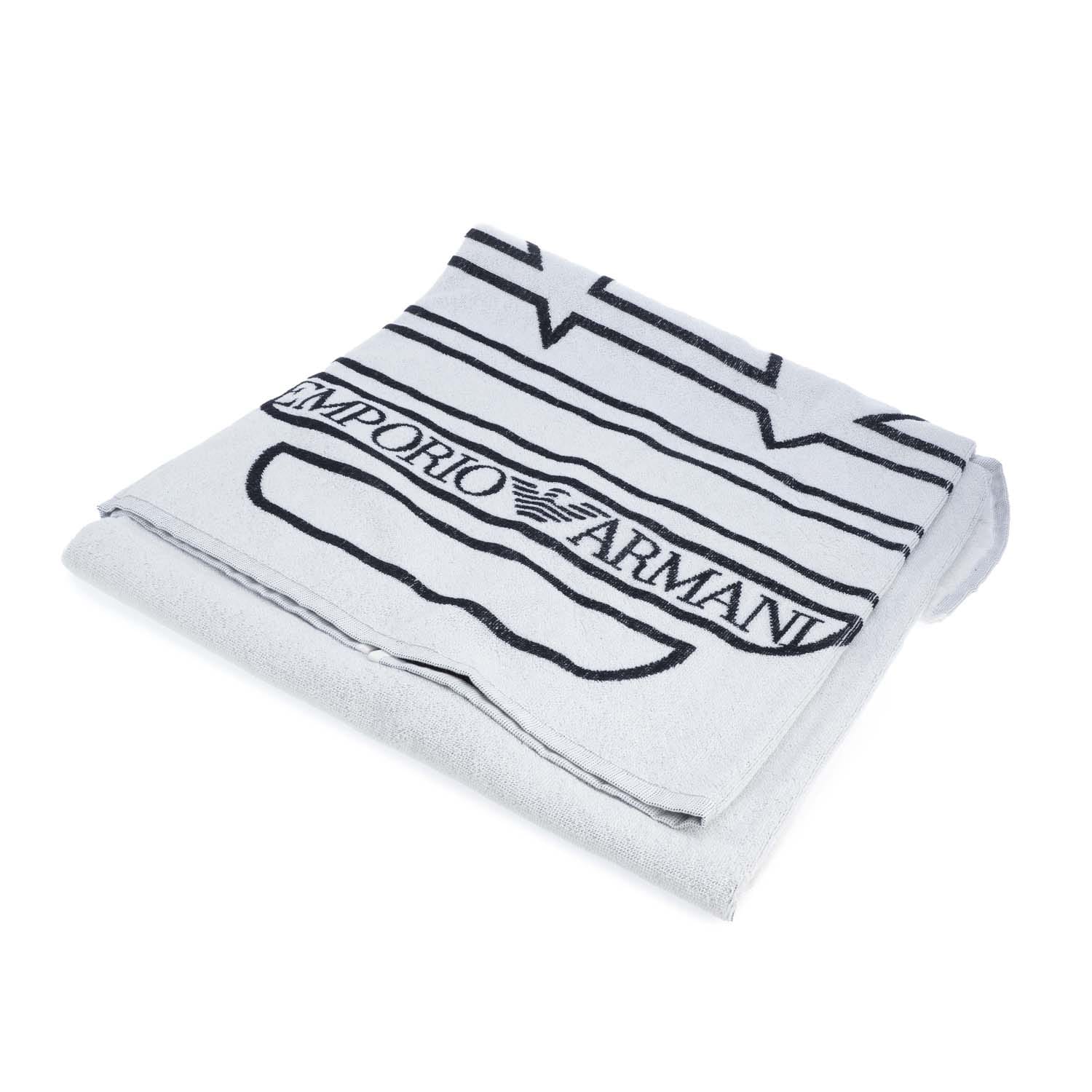 Emporio Armani Accessories Woven Towel in White Cotton - One Size | Emporio Armani Sale | Discount Designer Brands