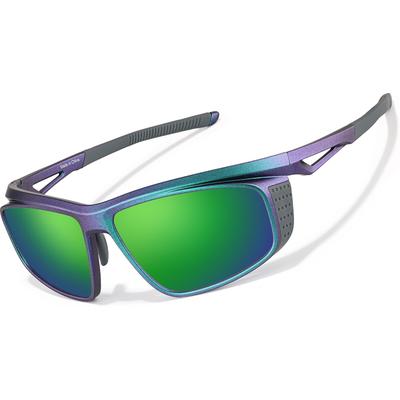 Zenni Wrap-Around Glasses Green Plastic Full Rim Frame