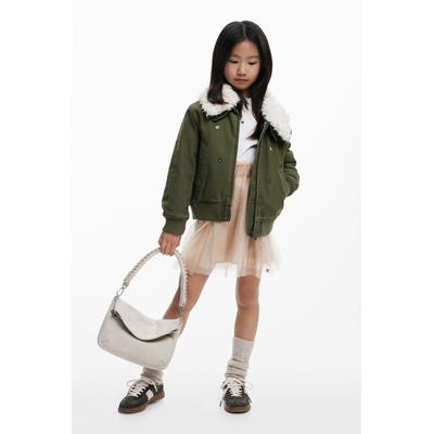 Fur collar bomber jacket