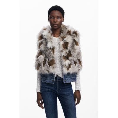 Denim fur vest