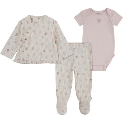 Erstausstattungspaket HUGGIES BABYWEAR "HUGG BODYSUIT PANT SET", Baby, Gr. 1 (56), huggies eggnog, Jersey, Obermaterial: 100% Baumwolle, bedruckt, casual, KOB Set-Artikel, mit Allover-Blümchenprint Image
