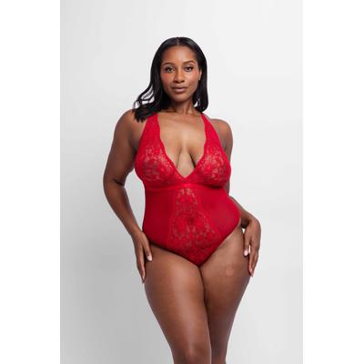 Body DORINA "JEMMA", Damen, Gr. XL, N-Gr, rot, Spitze, Netz, Obermaterial: 88% Polyamid, 12% Elasthan, unifarben, casual, Bodies Image