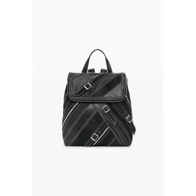 Small faux leather backpack with buckles