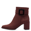Stiefelette MARCO TOZZI, Damen, Gr. 38, rot (bordeaux), Textil, unifarben, Veloursleder, elegant, Schuhe, Blockabsatz, Ankleboots mit modischer Zierschnalle