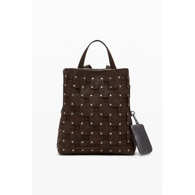 Medium faux leather patch backpack