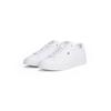 Plateausneaker TOMMY HILFIGER "ICON COURT SNEAKER", Damen, Gr. 40, weiß, Nappaleder, sportlich, Schuhe, Freizeitschuh, Halbschuh, Schnürschuh mit Flaggen-Logo