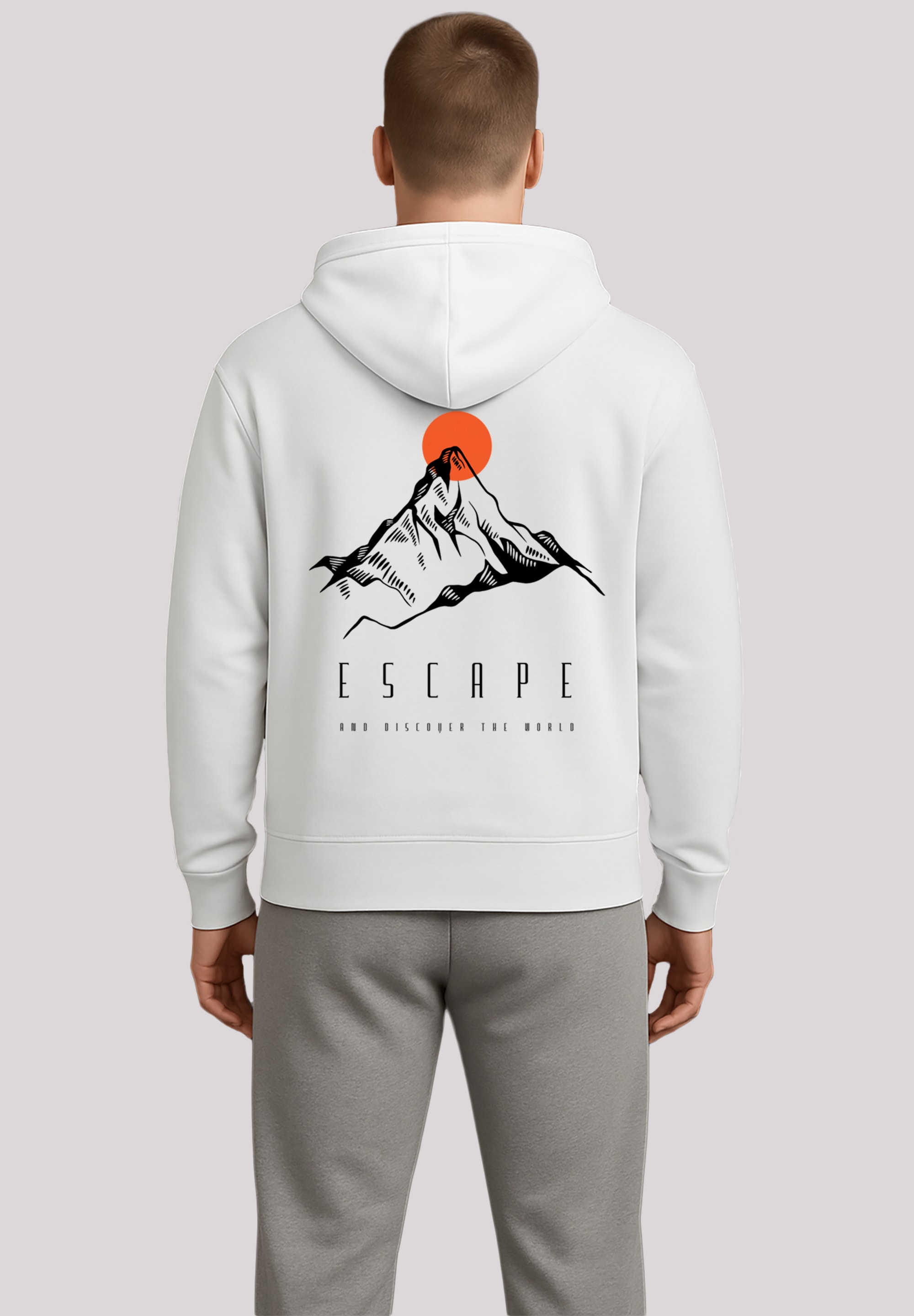 Kapuzenpullover F4NT4STIC "Escape Discover the World Mountain", Herren, Gr. 3XL, weiß (off, weiß), Obermaterial: 80% Baumwolle, 20% Polyester, relaxed fit, Pullover Kapuzenpullover, Premium Qualität, ESCAPE Collection