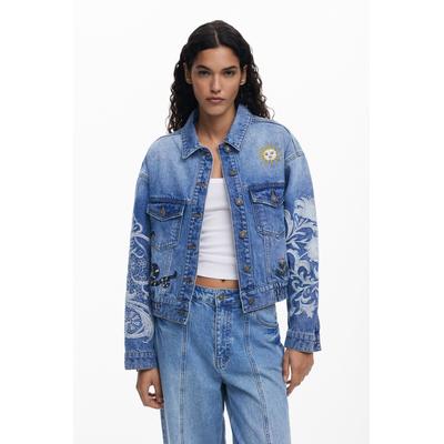 Denim jacket with oriental embroidery
