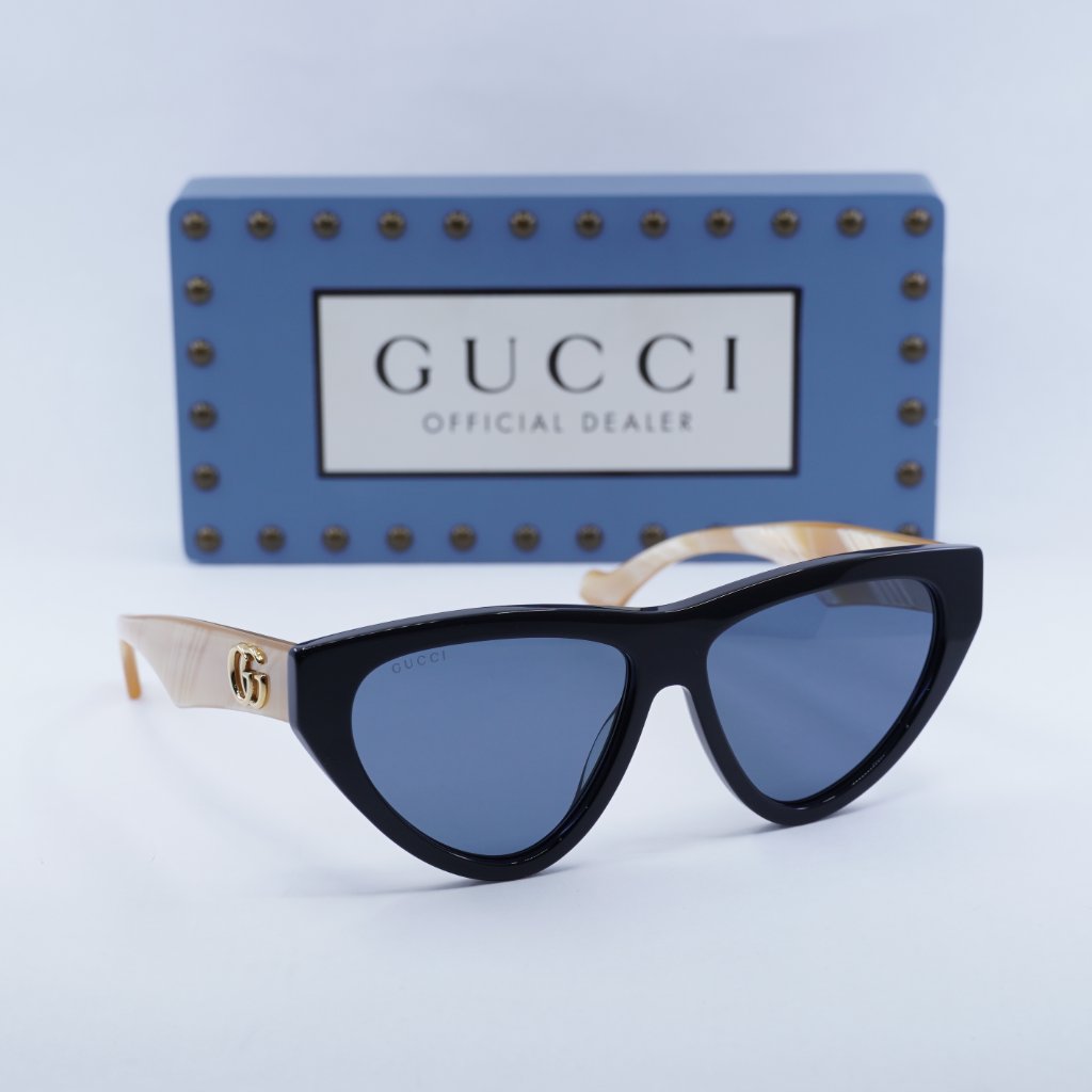 Gucci Accessories | Final Price! Gucci Gg1333s 004 Black/Blue Sunglasses | Color: Black/Blue | Size: 58 - 14 - 145