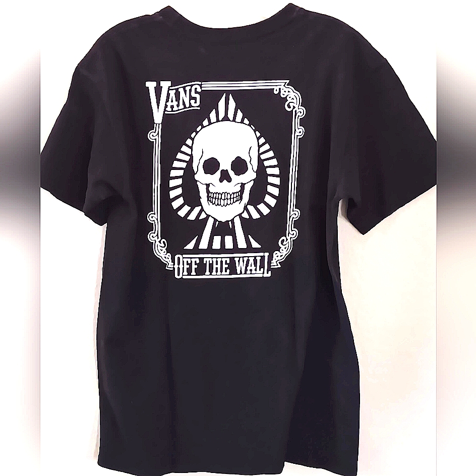 Vans Shirts | 3/10 Vans Graphic Skull Tee T-Shirt M Black Skate Surf Y2k *Flaw* | Color: Black/White | Size: M